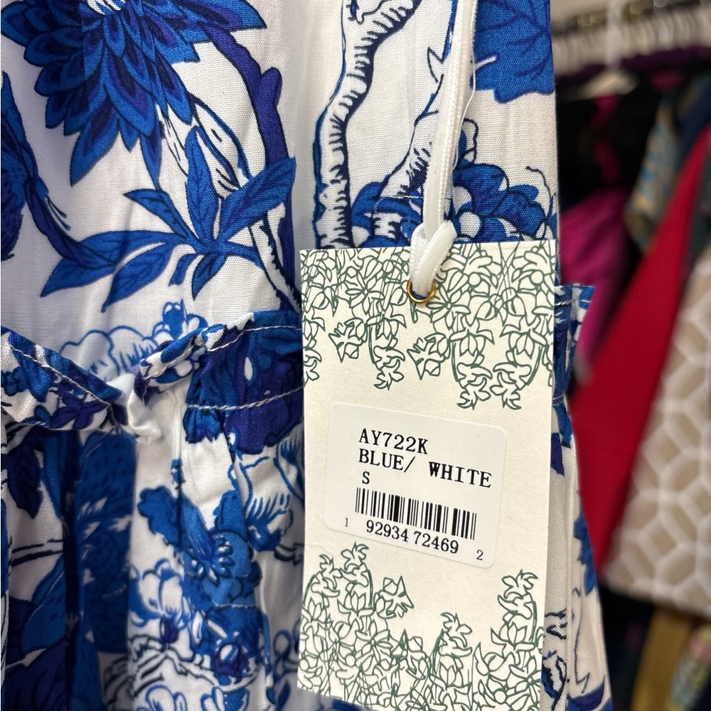NWT Hyacinth House ISLA Blue & White Floral Maxi Skirt | Elastic Waist | Small - Picture 7 of 10